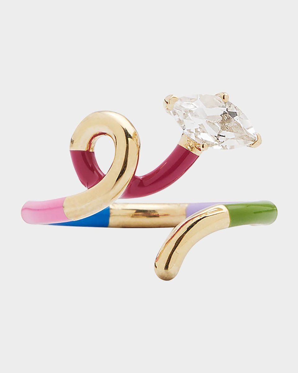 B Multicolor Ring with Marquise Rock Crystal